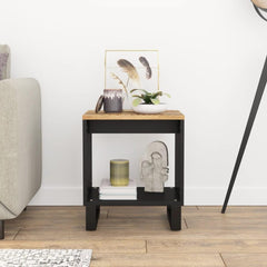 Coffee Table Natural Wood and Black Furniture for Home Living Room Decor for Office Living Room