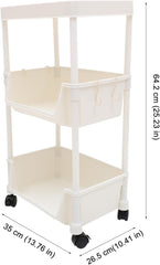 Movable Bookshelf Wheels Rolling Bookcase Storage Cart for Living Room