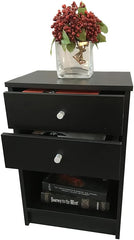 Nightstand with 2 Drawers,2-Tier Side Table with Drawer and Storage Shelf, Bedside Table End Table, Modern Night Stand for Bedroom, Home Office,Black
