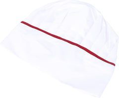 Breathable Cotton-Polyester Chef Hat Unisex Kitchen Cooking Cap for Restaurant Staff Comfortable Workwear Classic White with Red Pattern Design
