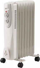 Portable Oil Filled Radiator Space Heater, 1500W, 7-Fin, 3 Heat Settings, White