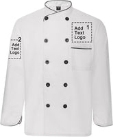 TopTie Custom Long Sleeve Chef Coat Personalized Printed Unisex Chef Jacket Uniform