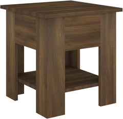 Small Coffee Table Square Smoked Oak Finish Engineered Wood Compact Center Table for Living Room Furniture Decor