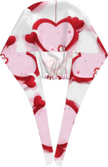 Cleaning Working Cap Little Red Heart Printed Chef Hat for Women & Men, Adjustable, Breathable