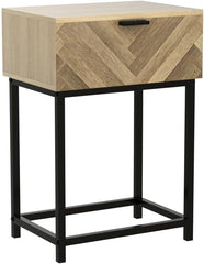 Masupu Nightstand,Bedside Tables with Storage Drawer,Tall Nightstand with Herringbone Pattern,Bedside Furniture,Small Side Table for Small Spaces, Bedroom, Living Room, Rustic Oak