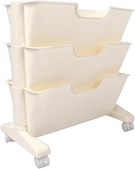 Pomya Mobile Bookshelf, Removable Bookcase Large Capacity 3 Tier 360° Rotation for Libraries for Office (White)