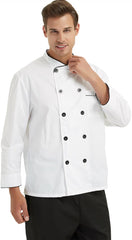 TopTie Custom Long Sleeve Chef Coat Personalized Printed Unisex Chef Jacket Uniform
