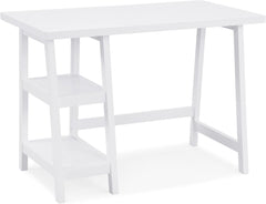 Redina Contemporary Wood Writing Desk with Storage, White