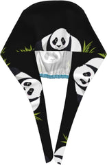 Cleaning Working Cap Refreshing Panda Printed Chef Hat for Women & Men, Adjustable, Breathable Black