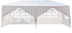 10' x 20' Outdoor White Waterproof Gazebo Canopy Tent with Removable Sidewalls Windows Heavy Duty Tent for Party Wedding Events Beach BBQ (with 4 Sidewalls)