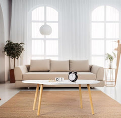 Cloud Shape Irregular Wood Coffee Table,Small Oval Coffee Table-Mid Century Modern Tea Table,for Living Room Center Minimalist Display End Table,Small Space Coffee Cocktail Table