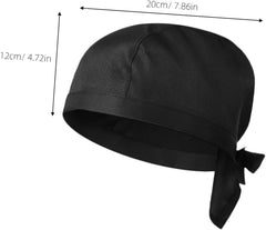 GALPADA 2Pcs Classic Chef Turban Hats for Cooking and Catering Adjustable Black Cloth Skull Caps for Restaurant Chefs and Bakers Comfortable Adults