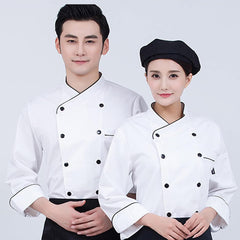 Chef Coat, Unisex Chef Coat Men's Long Sleeve Chef Jacket Restaurant Kitchen Cooking Chef Uniform Lightweight Button
