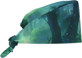 Cleaning Working Cap Misty Green Forest Printed Chef Hat for Women & Men, Adjustable, Breathable