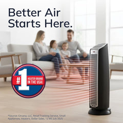 Lasko Portable Electric 1500 Watt Indoor Oscillating Tower Ceramic Space Heater with Adjustable Thermostat, Remote, and Timer, Silver