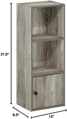 Luder 3-Tier Shelf Bookcase with 1 Door Storage Cabinet French Oak