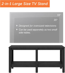 TV Stand for 55 inch Flat Screen Wood TV Console Table for 50 inch TV with 4 Cubby Storage for Living Room Bedroom, 47'' Black