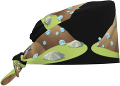 Cleaning Working Cap A Hill of Diamonds Printed Chef Hat for Women & Men, Adjustable, Breathable Black