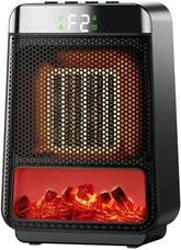 Electric Fireplace Heater for Indoor Use with Realistic 3D LED Flame,Double Safety Protection,Overheat Sensor and Safety Tip-Over Switch, Portable Fireplace Heater for Home Office Christmas Decoratio