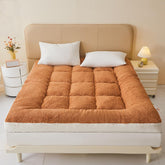 MASTERMARK White Grey Sherpa Mattress, 59"x79" inch Bed Mattress, Medium Plush Feel, Fluffy Soft Solid Color Fleece Mattress