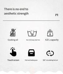 7 QT Household Air Fryers,stainless steel air fryer, One Touch Digital Control Presets,10 Menus to Choose From,Compact Space Saving,95% Less Oil Air Fry, Dishwasher be Applicable