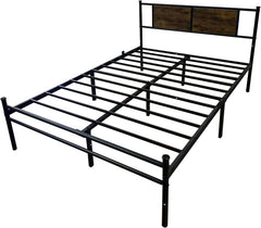 King Size Bed Frames Metal Platform Bed with Wood Headboard/Metal Slats Support/Under Bed Storage,No Box Spring Needed,Easy Assembly (Black, King)