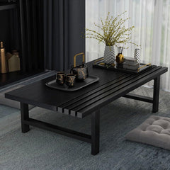 Modern Coffee Table, Italian Design, Dark Wood Top with Black Metal Frame, 25-inch Height