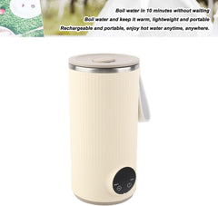 Travel Electric Kettle, Cordless Rechargeable 400ML 55°C Stainless Steel Travel Hot Water Boiler for Milk, Tea, Coffee, Portable Milk Warmer with Rotary Stirrer, Water Heater