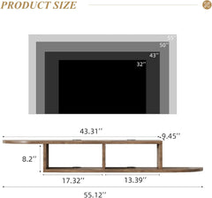4 EVER WINNER Floating TV Stand, 55" Floating Entertainment Center with Storage, Floating TV Shelf Wall Mounted for Under TV, Living Room, Bedroom, Walnut