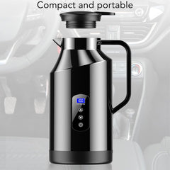 Haofy Portable Car Electric Kettle Hot Water Boiler 200W 1500ml 12V 24V Stainless Steel Display with Cigarette Lighter Plug for Travel