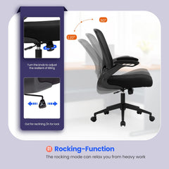 Office Chair Computer Chair Ergonomic Desk Chair Modern Rolling Executive Mesh Chair with Lumbar Support and Adjustable Mid Back Flip-up Armrests(Black)