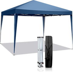 Vasitelan 10x10ft Pop Up Canopy Outdoor Portable Folding Instant Lightweight Gazebo Shade Tent w/Adjustable Height, Carrying Bag (Blue 1)