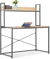Computer Desk Escritorios para Computadoras Small Desk for Bedroom Writing Office Furniture Computer Desk with Storage Black and Oak 47.2"x23.6"x54.3"