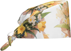 Cleaning Working Cap Tulip Daisy Bouquet Printed Chef Hat for Women & Men, Adjustable, Breathable Black