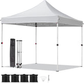 10x10ft Patio Pop Up Canopy Tent for Outdoor Events Commercial Instant Canopies with Heavy Duty Roller Bag,Bonus 4 Canopy Sand Bags