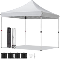 10x10ft Patio Pop Up Canopy Tent for Outdoor Events Commercial Instant Canopies with Heavy Duty Roller Bag,Bonus 4 Canopy Sand Bags