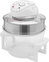 Turbo Air Fryer with 360° Viewable Glass, Mechanical Knob Controls & Expansion Ring – 1200W 16QT Large Capacity for Family, Grills Included