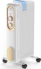 Dumos Oil Filled Radiator Heater with Adjustable Thermostat, 1500W Oil Space Heater for Indoor Use, Portable, 22inch Bright Black