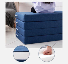 Foldable Mattress 3"/4" Thick Folding Futon Mattress Single/Twin/Queen/King Size Four-Fold Mattress,High Density Foam Mattress for Sleeping/Travel/Guest Bed (Navy,24"x79"x3")