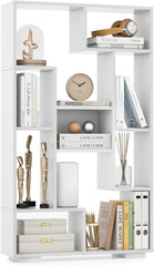 Giantex 47-Inch Bookshelf, Modern Wooden Geometric Bookcase with Open Shelves, Anti-Tipping Kits, Wood Book Case Shelf, Open Cube Storage Organizer Display Rack for Living Room