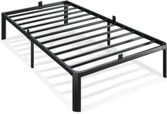 Metal Bed Frame Twin Size, 14 Inch 3500 lbs Heavy Duty Platform Bed Frames Steel Slats Noise Free No Box Spring Needed, Easy Assemble Sturdy Bedframe Rounded Corner with Storage and Mattress Retainers