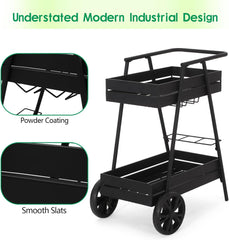 Bar Carts for The Home with 2 Tier Shelf, Rolling Wine Cart on Wheels, Bar Serving Carts for The Home Living Room Kitchen Dining Room,Utility Kitchen Cart Alcohol and Beverage