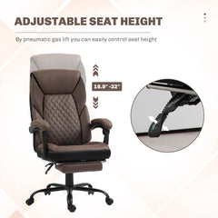Executive Office Chair with Footrest, Large and Tall Ergonomic Chair, Height-Adjustable Reclining Swivel Office Chair (Black)