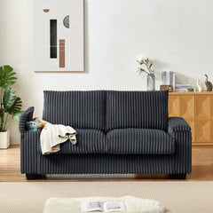 Modern Loveseat Couch, Comfy Corduroy Cloud Couches for Living Room, Deep Seat 2-Seater Love Seat Sofa with Storage Armrest and USB Port for Small Spaces Bedroom Apartment (Dark Gray)