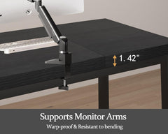 55 Inch Large Computer Desk, Modern Office Desk with Adjustable Feet, Gaming Desk with Deep Desktop, Study Writing Table for Home Office, Work from Home, Easy Assembly, Black