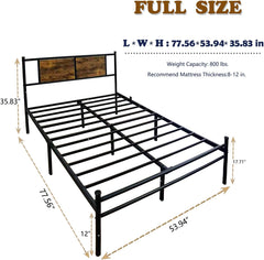 King Size Bed Frames Metal Platform Bed with Wood Headboard/Metal Slats Support/Under Bed Storage,No Box Spring Needed,Easy Assembly (Black, King)