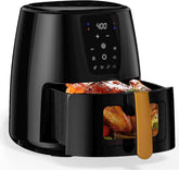 6.0 QT Large Digital Air Fryer with Window for Kitchen Use,Nonstick Made without PFAS, Touchscreen Display,400F,Customized Temp/Time,NonStick Basket,Black