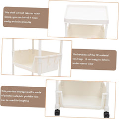 GLEAVI Movable Rolling Bookcase Lockable Wheels 3-Tier Storage Organizer White Multi-Layer Bookshelf for Home Easy to Move Utility Rack for Books and Sundries