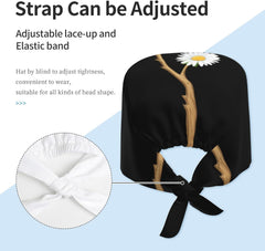 Cleaning Working Cap Daisy on Dead Tree Printed Chef Hat for Women & Men, Adjustable, Breathable Black