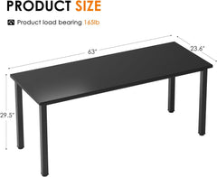 Need Computer Desk, 47 inch Home Office Desk, Modern Simple Style Home Office Gaming Desk, Basic Writing Table for Study Student, Black Metal Frame, Rustic Brown